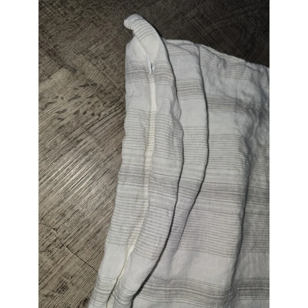 Piu Belle Portugal 100% Linen Standard Sham White Gray Stripe Pillow Cover